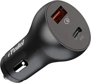 iTedel Fast USB C Car Charger 36W Dual Port C/A Cigarette Lighter USB Charger Car Essentials Rapid PD Charger Adapter for All iPhone Models, iPad, Tablet and More