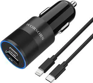 35W USB C Fast Car Charger [ MFi Certified] for iPhone 14 Pro/14 Pro Max/14 Plus iPhone 13/12/11/Mini/XS/XR/8/SE iPad 20W PD3.0 Rapid Charging Adapter + 3Ft Type C to Lightning Cable Cord
