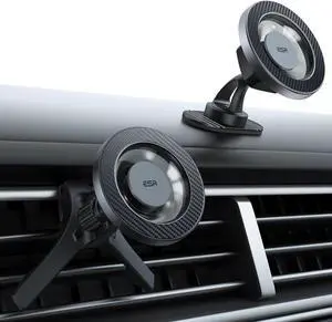 for MagSafe Car Mount Magnetic Car Phone Holder Mount Air Vent/Dashboard Magnetic Phone Mount for iPhone 16/15/14/13/12 Galaxy S25 Strong Magnets Charging Not Supported Black Carbon Fiber