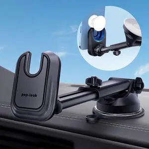Car Phone Mount for Pop Socket: Suction Cup Cell Phone Holders for Automobile Dashboard Windshield Window - Dash Mounted Cellphone Stand Black Fits Thick Socket Wallet Grip for iPhone