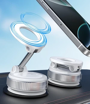 ALAFLY Vacuum Suction Cup Car Phone Holder, Compatible with MagSafe, 360° Adjustable & Foldable Magnetic Phone Mount for Car/Glass/Any Smooth Surface, Hands-Free - White ALAFLY Vacuum Suction Cup Car Phone Holder, Compatible with MagSafe, 360° Adjustable & Foldable Magnetic Phone Mount for Car/Glass/Any Smooth Surface, Hands-Free - White
