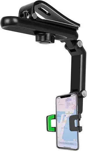 Sun Visor Car Phone Holder 360° Rearview Phone Holder for Car Sun Visor Retractable Car Phone Mount Compatible with iPhone/Android/