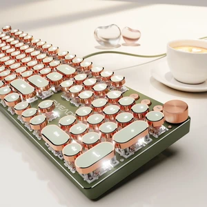 EWEADN Typewriter Style Mechanical Gaming Keyboard, Wired Mechanical Keyboards,104 Keys Backlit LED Keyboards, Media Control Knob, Wired Keyboard Pink Switch-Green EWEADN Typewriter Style Mechanical Gaming Keyboard, Wired Mechanical Keyboards,104 Keys Backlit LED Keyboards, Media Control Knob, Wired Keyboard Pink Switch-Green