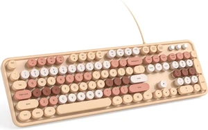 KNOWSQT Wired Computer Keyboard - Milk Tea Colorful Full-Size Round Keycaps Typewriter Keyboards for Windows, Laptop, PC, Desktop, Mac KNOWSQT Wired Computer Keyboard - Milk Tea Colorful Full-Size Round Keycaps Typewriter Keyboards for Windows, Laptop, PC, Desktop, Mac