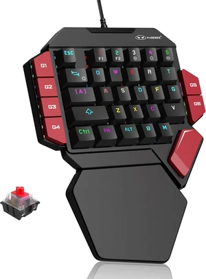 MageGee One Handed Professional Gaming Keyboard, RGB Backlit 35 Keys Mini Wired Mechanical Keyboard with Red Switch for PC Gamer, Support 6 Macro Keys - Black/Red MageGee One Handed Professional Gaming Keyboard, RGB Backlit 35 Keys Mini Wired Mechanical Keyboard with Red Switch for PC Gamer, Support 6 Macro Keys - Black/Red