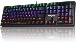 RGB Mechanical Gaming Keyboard Blue Switch, 104 Keys Full-Size Light Up Keyboard with 11 Backlit Modes, Anti-Ghosting, Double-Shot ABS Keycaps, USB Wired Computer Keyboard for Windows PC Gamer RGB Mechanical Gaming Keyboard Blue Switch, 104 Keys Full-Size Light Up Keyboard with 11 Backlit Modes, Anti-Ghosting, Double-Shot ABS Keycaps, USB Wired Computer Keyboard for Windows PC Gamer