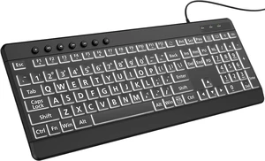 EDJO Large Print Backlit Wired Keyboard,7-Colors Backlight | Full Size ,Oversize Letters Light Up Keys,Compatible for Windows, Laptop, PC EDJO Large Print Backlit Wired Keyboard,7-Colors Backlight | Full Size ,Oversize Letters Light Up Keys,Compatible for Windows, Laptop, PC