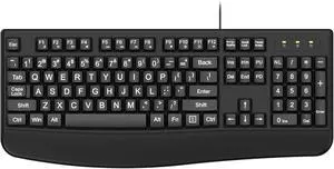 QUASIO Large Print Keyboard, 2.4G Full-Sized Ergonomic WiredComputer Keyboard with Wrist Rest for Windows, Mac OS Laptop/PC/Desktop/Notebook(Large Print Black) QUASIO Large Print Keyboard, 2.4G Full-Sized Ergonomic WiredComputer Keyboard with Wrist Rest for Windows, Mac OS Laptop/PC/Desktop/Notebook(Large Print Black)