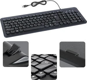 Wired USB Keyboard | Full-Sized | Ergonomic | Soft Typing | QWERTY Layout | Black Wired USB Keyboard | Full-Sized | Ergonomic | Soft Typing | QWERTY Layout | Black
