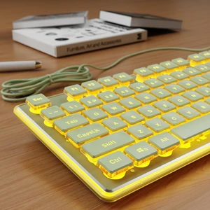 Wired Keyboard with Warm Backlight Pudding Keycaps, Full Size, Green | Quiet Computer Keyboard Easy-to-Read, Never Fade, Metal Panel, USB Cute Desk Setup for Windows PC Desktop, EWEADN Wired Keyboard with Warm Backlight Pudding Keycaps, Full Size, Green | Quiet Computer Keyboard Easy-to-Read, Never Fade, Metal Panel, USB Cute Desk Setup for Windows PC Desktop, EWEADN