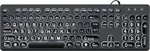 MCSaite Wired Backlit USB Keyboard - 104 Keys Standard Full Size with White LED Large Letter Print Keyboard for Windows Desktop, Laptop, PC MCSaite Wired Backlit USB Keyboard - 104 Keys Standard Full Size with White LED Large Letter Print Keyboard for Windows Desktop, Laptop, PC