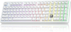 LEOBOG HI98C Pro Wireless Mechanical Gaming Keyboard, Tri-Mode Wired/2.4G/BT5.0 Hot Swappable Aluminum Keyboards with Number Pad, RGB Backlit Gasket Mount White Custom Keyboard for PC Gaming & Office LEOBOG HI98C Pro Wireless Mechanical Gaming Keyboard, Tri-Mode Wired/2.4G/BT5.0 Hot Swappable Aluminum Keyboards with Number Pad, RGB Backlit Gasket Mount White Custom Keyboard for PC Gaming & Office