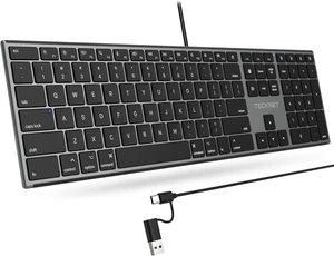 TECKNET Wired Keyboard for Mac, USB & Type-C Dual Interface, Silent Click | Ultra-Slim Keyboard, Full Size with Numeric Keypad, Compatible with Apple MacBook Pro/Air, iMac Pro/mini TECKNET Wired Keyboard for Mac, USB & Type-C Dual Interface, Silent Click | Ultra-Slim Keyboard, Full Size with Numeric Keypad, Compatible with Apple MacBook Pro/Air, iMac Pro/mini