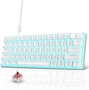 Snpurdiri Portable 60% Mechanical Gaming Keyboard (White,Red Switches) | Ice Blue LED Backlit 61 Keys Mini Wired Office Keyboard for Windows Laptop PC Mac Snpurdiri Portable 60% Mechanical Gaming Keyboard (White,Red Switches) | Ice Blue LED Backlit 61 Keys Mini Wired Office Keyboard for Windows Laptop PC Mac
