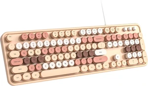 Dilter Wired Keyboard, 104 Keys Full-Sized Typewriter Keyboards, USB Plug and Play Office Keyboard with Number Pad, Caps Indicators, Foldable Stands for Windows, PC, Laptop, Desktop (Milk-Tea) Dilter Wired Keyboard, 104 Keys Full-Sized Typewriter Keyboards, USB Plug and Play Office Keyboard with Number Pad, Caps Indicators, Foldable Stands for Windows, PC, Laptop, Desktop (Milk-Tea)
