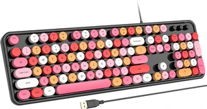 Atelus USB Wired Computer Keyboard - Retro Typewriter Keyboard - Full Size Office Keyboard with Number Pad, Caps Indicators, Foldable Stands, for PC Laptop Desktop Windows (Black Colorful) Atelus USB Wired Computer Keyboard - Retro Typewriter Keyboard - Full Size Office Keyboard with Number Pad, Caps Indicators, Foldable Stands, for PC Laptop Desktop Windows (Black Colorful)