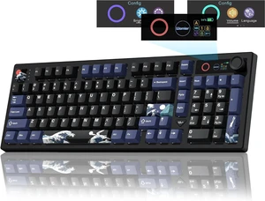 Keyboard - L98 - Black - Black Coral Sea - Grey Switch - 3-Mode - Knob - with Screen Keyboard - L98 - Black - Black Coral Sea - Grey Switch - 3-Mode - Knob - with Screen