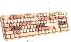 Atelus Computer Wired Keyboard, Plug Play USB Full-Size Keyboard with Large Number Pad, Caps Indicators, Foldable Stands, for Windows 7/8/10 PC Laptop (Milk Tea Colorful) Atelus Computer Wired Keyboard, Plug Play USB Full-Size Keyboard with Large Number Pad, Caps Indicators, Foldable Stands, for Windows 7/8/10 PC Laptop (Milk Tea Colorful)