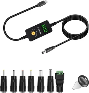 YTANDNETH Universal USB C to DC Adapter, Barrel PD Trigger Cable, USB-C to DC 5V 9V 12V 15V 20V Adapter Cable with LED Display, for Netbook, Tablets, Led Light, Lamps, Routers YTANDNETH Universal USB C to DC Adapter, Barrel PD Trigger Cable, USB-C to DC 5V 9V 12V 15V 20V Adapter Cable with LED Display, for Netbook, Tablets, Led Light, Lamps, Routers