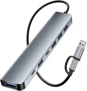 7-in-1 USB A Type C Hub for Laptop,Expand 5 USB Ports+2 USB-C Ports 7-in-1 USB A Type C Hub for Laptop,Expand 5 USB Ports+2 USB-C Ports