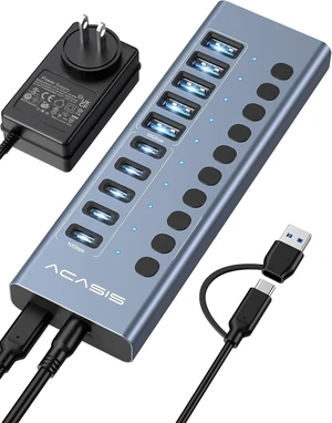 10 Ports Powered USB 3.2 Hub (5 USB-A 3.2 +5 USB-C 3.2) 10Gbps 10 Ports Powered USB 3.2 Hub (5 USB-A 3.2 +5 USB-C 3.2) 10Gbps