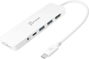 j5create USB-C Mini Hub - 4K HDMI, 2 x USB 3.1 5Gbps, microSD & SD Card Reader, 3.5mm Audio Jack, 60W PD Pass-Through Charging (JCD373) j5create USB-C Mini Hub - 4K HDMI, 2 x USB 3.1 5Gbps, microSD & SD Card Reader, 3.5mm Audio Jack, 60W PD Pass-Through Charging (JCD373)