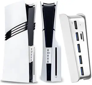 6 Port USB Hub for PS5 Pro & PS5 Slim Console Disc/Digital, High-Speed Extra USB Ports for PS5 Slim Pro Accessories, PS5 Hub Charger Splitter Adapter with 4 USB 2.0 + 1 USB Charging Port +1 Type C 3.0 6 Port USB Hub for PS5 Pro & PS5 Slim Console Disc/Digital, High-Speed Extra USB Ports for PS5 Slim Pro Accessories, PS5 Hub Charger Splitter Adapter with 4 USB 2.0 + 1 USB Charging Port +1 Type C 3.0