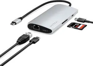 Satechi 8-in-1 USB-C Hub V3, 8K HDMI, 100W Charging, Ethernet, Silver Satechi 8-in-1 USB-C Hub V3, 8K HDMI, 100W Charging, Ethernet, Silver