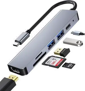 USB C Hub Multiport 6 in 1 USB C Adapter with 4K HDMI, SD/TF Card Reader, USB 3.0/2.0 Ports, Type C 100W PD Quick Charging Compatible for MacBook Pro 2021/Air 2020, iPad Pro, Dell XPS, Samsung USB C Hub Multiport 6 in 1 USB C Adapter with 4K HDMI, SD/TF Card Reader, USB 3.0/2.0 Ports, Type C 100W PD Quick Charging Compatible for MacBook Pro 2021/Air 2020, iPad Pro, Dell XPS, Samsung