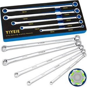 YIYEIE Box End Wrench Set, Metric Combination Durable Aviation Spanner 6PCS CRV 8mm - 19mm