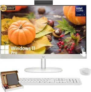 HP 27-inch All-in-One Desktop PC - 16GB RAM  1TB SSD  Intel Core Ultra 7-155U  FHD Touchscreen Display  Windows 11 Pro  Business AIO for Everyday Use