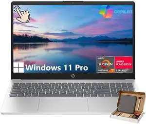 HP 15.6 inch FHD IPS Touch Laptop, AMD Ryzen 7 7730U, 16GB RAM 512GB SSD, Windows 11 Pro, Natural Silver