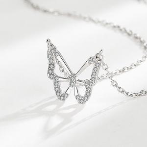 Butterfly Pendant Necklace for Women S925 Sterling Silver Inlaid Cubic Zirconia Necklace - Wedding Engagement Valentine's Day Christmas Gift