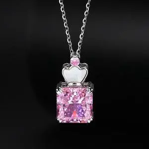 925 Sterling Silver Sweater Chain Temperament Crown Necklace High Carbon Diamond Fashion Pendant Necklace for Women Wedding Mother's Day Gift
