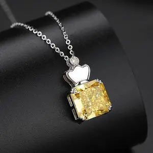 925 Sterling Silver Sweater Chain Temperament Crown Necklace High Carbon Diamond Fashion Pendant Necklace for Women Wedding Mother's Day Gift