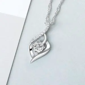 S925 Sterling Silver Light Luxury White/Blue/Purple Pendant Necklace for Women 18K gold plated Inlaid Cubic Zirconia Necklace - Wedding Engagement Valentine's Day Christmas Gift