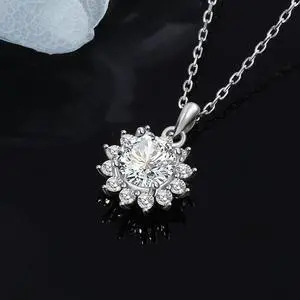 1Ct D Color Moissanite Necklaces for Women 925 Sterling Silver Necklace with Moissanite Diamond 18K Plated Pendant Dainty Jewelry Gift for Women Mom Girls