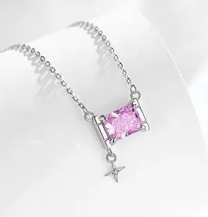 WAHZAUS 925 Sterling silver necklace for Women Girls high carbon diamond   Fashion simple Star pendant necklace for Wife Girlfriend Mother's Day Silver Jewelry Gifts