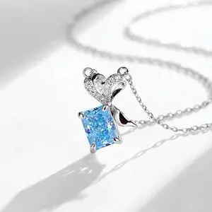 WAHZAUS 925 Sterling Silver Bow Necklace for Women Girls, High Carbon Diamond Pendant Necklace for Wife Girlfriend Silver Jewelry Gifts for Her