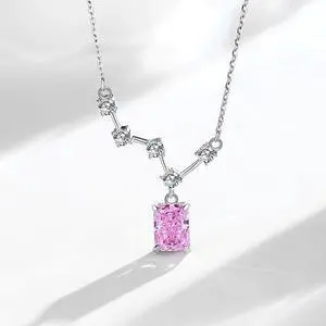 WAHZAUS Original Design 925 Silver Necklace Elegant Starry Sky-High Carbon Diamond Fashion Pendant Necklace for Women Wedding Mother's Day Gift