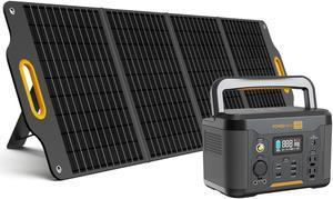 POWERNESS Solar Generator 500W, 515Wh Portable Power Station with 120W Foldable Solar Panel, 120V/500W Pure Sine Wave AC Outlet, Solar Generator for Camping, Outdoor, RV, Off-Grid