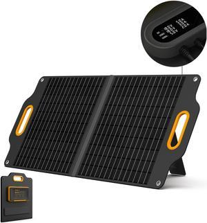 Powerness 80 Watt Portable Solar Panel with Patented LCD Digital Window, Solar Charger for Camping, Outdoor and RV, Compatible with Jackery, BLUETTI, Anker, Goal Zero Portable Power Stations