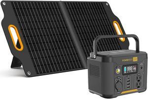 POWERNESS Solar Generator 300W, 296Wh Portable Power Station w/ 80W Foldable Solar Panel, 120V/300W Pure Sine Wave AC Outlet, Solar Generator for Camping, Outdoor, RV, Off-Grid Trip