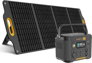 POWERNESS Solar Generator 300W, 296Wh Portable Power Station w/ 120W Foldable Solar Panel, 120V/300W Pure Sine Wave AC Outlet, Solar Generator for Camping, Outdoor, RV, Off-Grid Trip