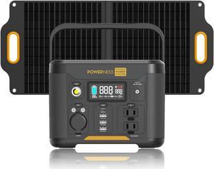 POWERNESS Solar Generator 300W, 296Wh Power Station Portable w/ 80W Foldable Solar Panel, 120V/300W Pure Sine Wave AC Outlet, for Outdoor, Camping, RV, Fishing, Off-Grid Trip, Home Backup Emergency