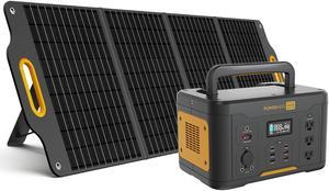 POWERNESS Solar Generator 1000W, 1166Wh Portable Power Station w/ 120W Foldable Solar Panel, 3*110V Pure Sine Wave AC Outlet, Solar Generator for Camping, Outdoor, RV, Off-Grid Trip