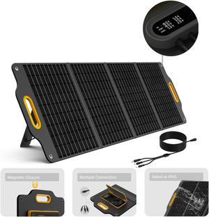 POWERNESS 120 Watt Portable Foldable Solar Panel w/ Patented LCD Window, Solar Charger for Camping Outdoor RV, Compatible with Jackery, BLUETTI, Anker, Goal Zero Power Stations (w/ 10M Extension Cord)