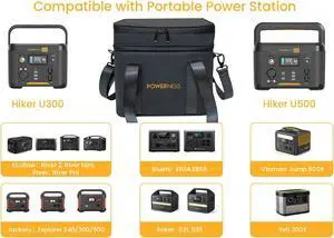 POWERNESS Power Station Carrying Case Bag for 300W 500W Jackery Bluetti EcoFlow Yeti Anker Vtoman Lightweight Portable Waterproof