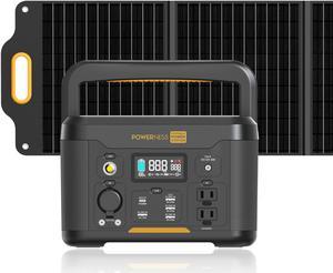 POWERNESS Solar Generator 500W Portable Power Station with 120W Foldable Solar Panel, Ideal for Camping, Outdoor, RV, Off-Grid