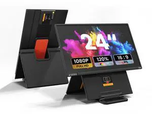 Hyangin D1 23.8" Laptop Screen Extender  FHD 1080P IPS Monitor, 100Hz, Portable Dual Screen with USB-C, HDMI, HDR, VESA Mount, Foldable Stand, 90° Rotation, for Work, Travel, Gaming, DeX, EMUI, TNT
